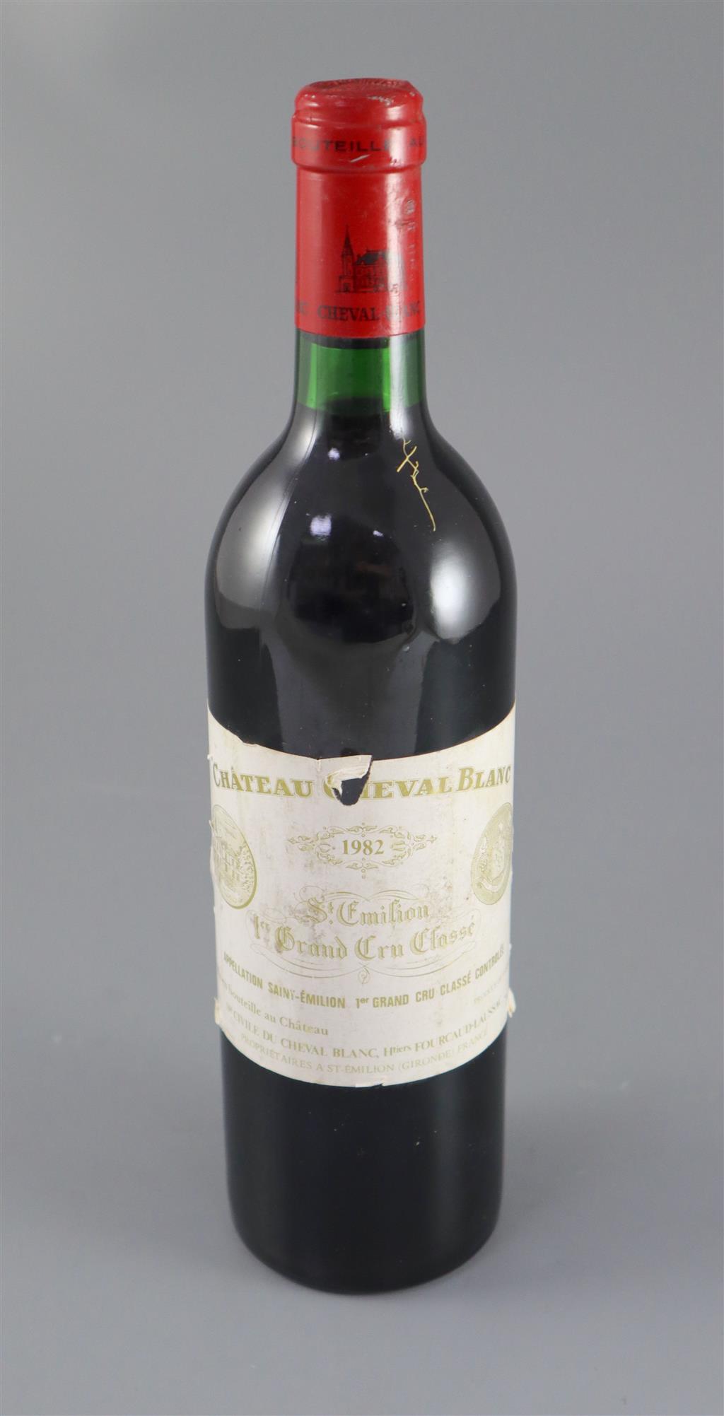 A bottle of Chateau Cheval Blanc St Emilion 1982